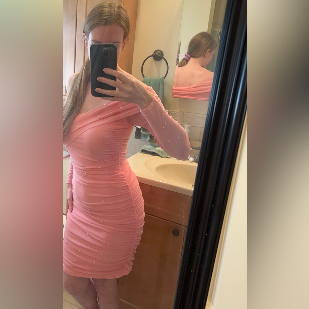 SHEIN Long Sleeve Dress in Elegant Pink large